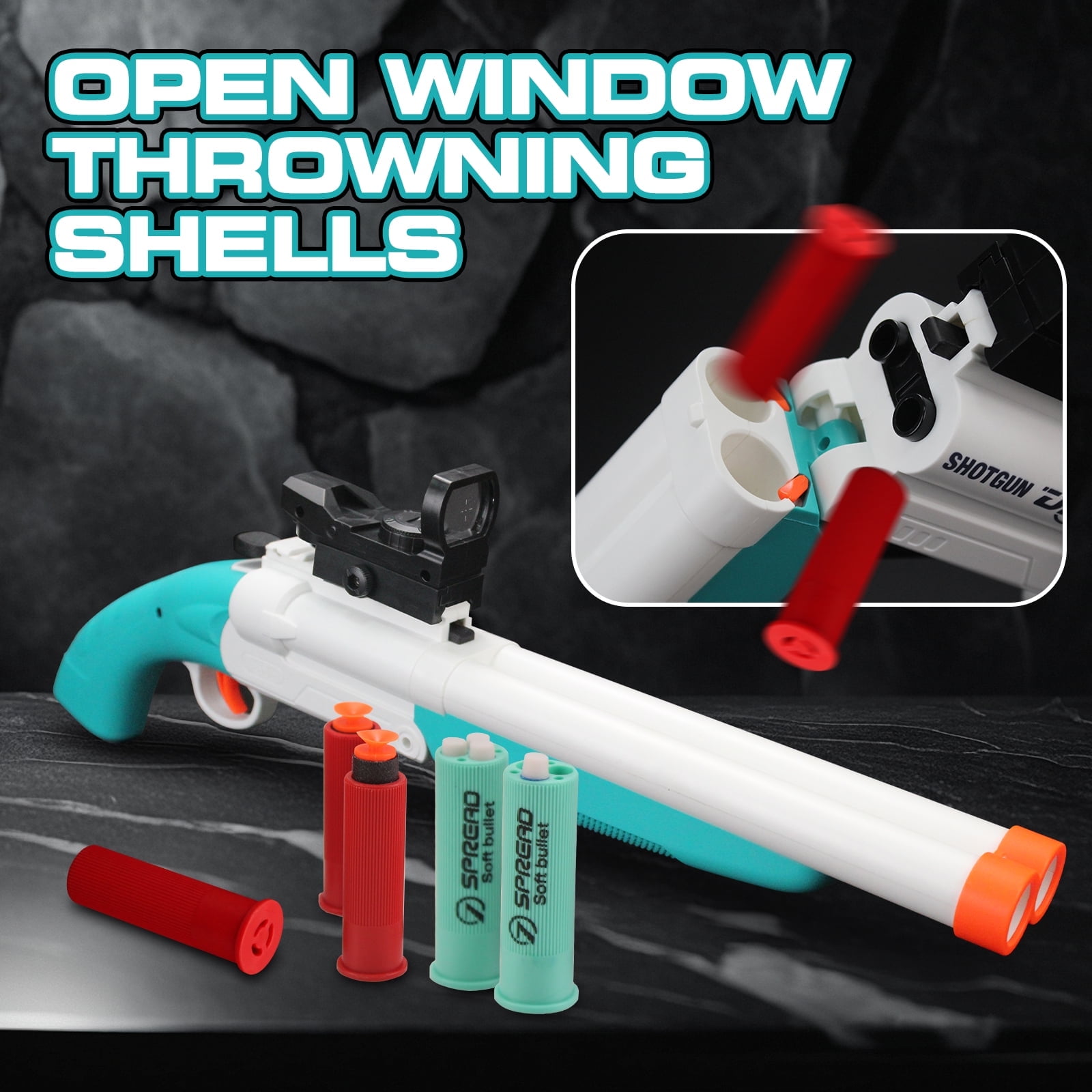 22in Dart Blaster – Manual Loading Double Barrel Foam Blaster Soft Dart Blaster for 14+ Years Old