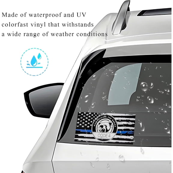 Thin Blue Line Sticker Code 4, Police Support Sticker American Flag  PACK OF 4