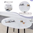 Extendable Round Dining Table, MDF Table Top and Black Metal Legs