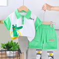 thumbnail image 2 of Baby Boy Outfits Toddler Boys Clothes Kids Summer Cotton Cute Printed Short Sleeve Sports 0 3 6 12 18 24 Months Pajama Set T shirt + Drawstring Pants 2 Piece, 2 of 5
