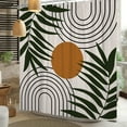 thumbnail image 3 of Lfeey Beige Shower Curtain, Abstract Leaf Stripe Mid Century Waterproof Fabric for Bathroom Decor, 72x78 inch with Hooks, 3 of 5