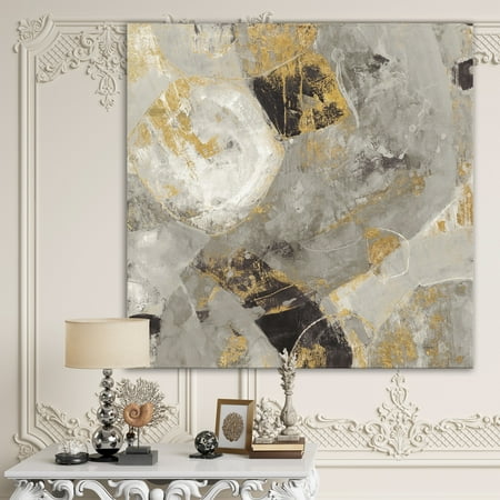 Glam Wall Decor DESIGN ART Designart 'Glam Gold Desert Neutral' Modern & Contemporary Premium Canvas Wall Art - Grey ()