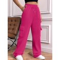 thumbnail image 5 of Womens Cargo Sweatpants Baggy Fleece High Waisted Joggers Sweat Pants Athletic Pants Red L, 5 of 8