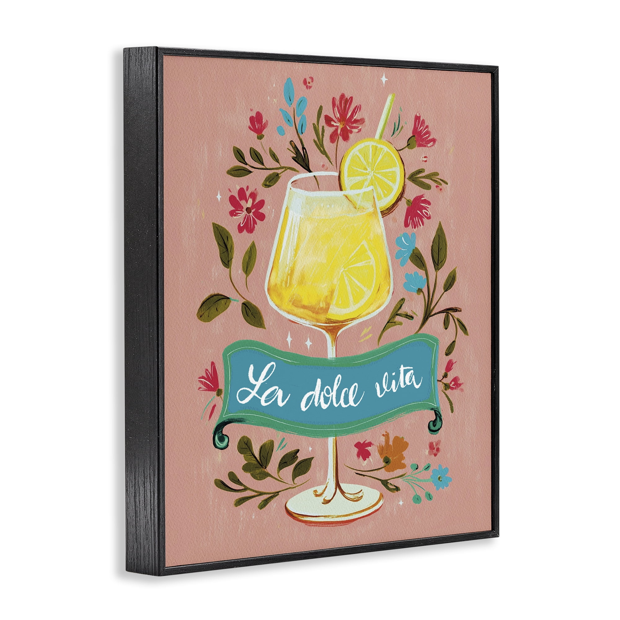 Stupell Industries Lemon Cocktail Sweet Life Black Framed Giclee Art, design by Yen