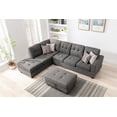thumbnail image 2 of Reversible Sectional Sofa with 2 Outlets and USB Ports, L-shape Couch Space Saving with Storage Ottoman, Cup Holders and 4 Pillows, Modern Practical Style for Living Room and Apartment, Gray, 2 of 7