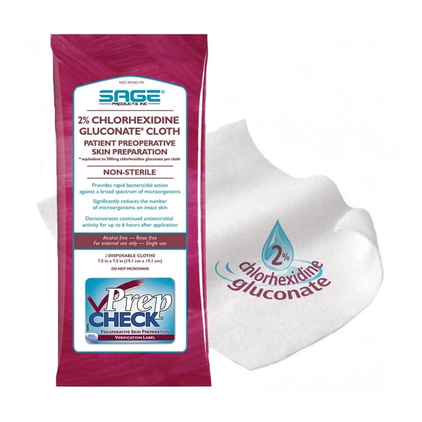 Sage 2% Chlorhexidine Gluconate Cloth 7-1/2