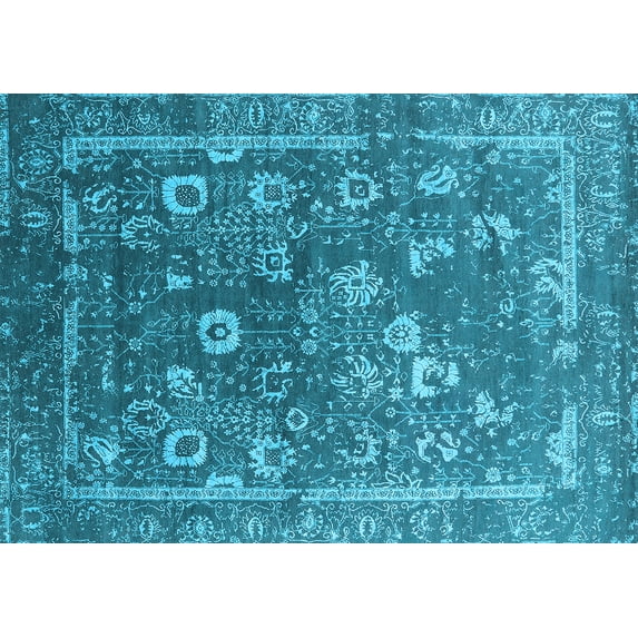 Ahgly Company Indoor Rectangle Oriental Light Blue Industrial Area Rugs, 7' x 9'