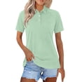 thumbnail image 2 of Soyumi Casual Short Sleeve Linen Shirts for Women, V Neck Button Down Blouse Short Sleeve Office Work Tops Vintage Vacation Tees Shirt Blouse Tops, Mint Green, 2 of 7