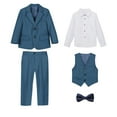 thumbnail image 2 of Odeerbi 1-14 Years Kids Boys Suits Tuxedo Set Dress Shirt Dress Pants Blazer Jacket Waistcoat Bow Sets Formal Suit Set Wedding Party Outfit Kids Boys Clothes, 2 of 9