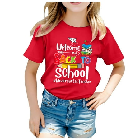 

Kids School Season Back To School Season Printed Casual Short Sleeve Top T Shirt Top 4t T Shirts Girls Girl Long Sleeve Tops for Teenagers Girls Girls 7-8 Clothes Spaghetti Shirts for Girls Cute Girl