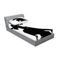 thumbnail image 2 of Ambesonne Retro Fitted Sheet & Pillow Sham Set, Romantic Dance Partners, Twinxl, White Black, 2 of 2