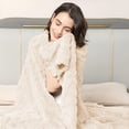 thumbnail image 4 of ROSEKIND Home Fleece Throw Blanket for Couch or Bed, 3D Jacquard Decorative Blankets | Cozy Soft Fuzzy Flannel Blanket All Seasons & Occasion, Gifts for Women, 30×40in, Warm Oatmeal, 4 of 8