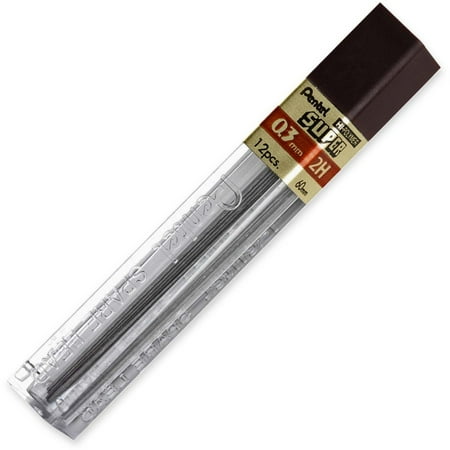 Pentel Super Hi-Polymer Leads, .3mm, 2H, 12/Pkg.