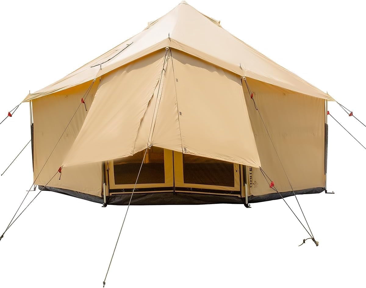 WHITEDUCK Altimus Canvas Tent With Stove Jack , Waterproof, 4 Season Luxury Camping and Glamping Tent Outdoor (Sandstone Beige, Water Repellent, 14')