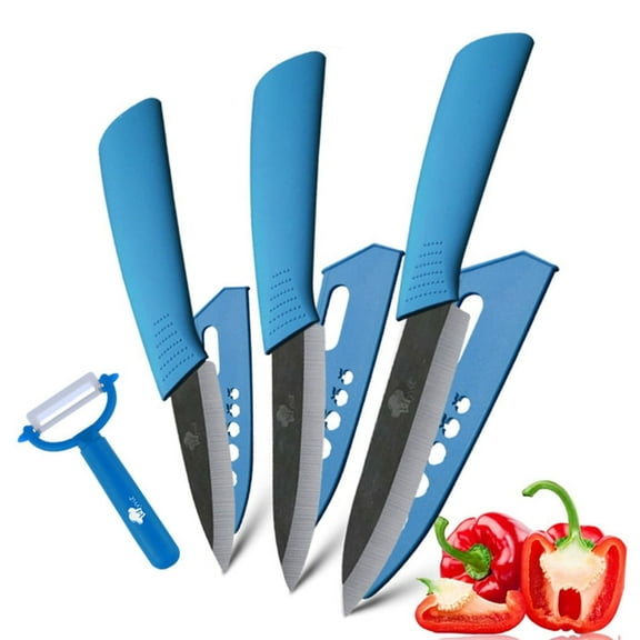 Black Sharp Ceramic Knives 5-inch Utility Knife 4-inch and 3-inch Fruit Paring Knife,Kitchen Knife for Cutting Boneless Meats, Sashimi, Fruits and Vegetables