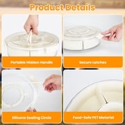 Divided Serving Tray with Lid and Handle 360° Rotatable Snack Container with 6 Dividers Clear Portable Snack Platters for Serving Perfect for Party Picnic S