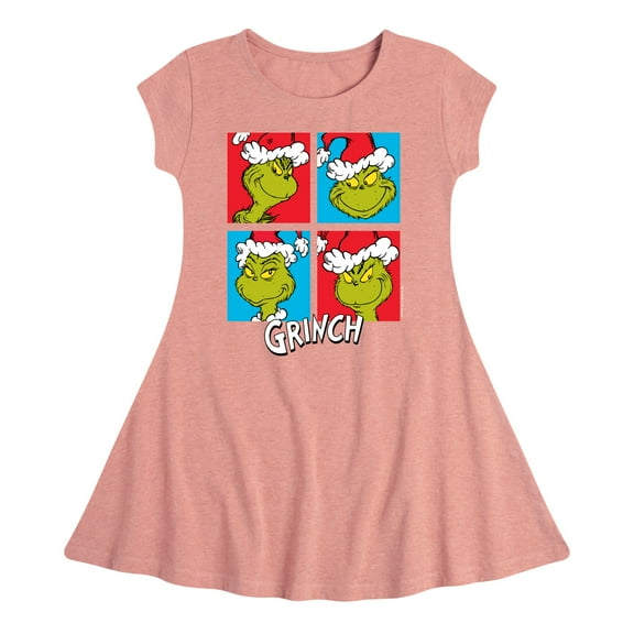 Dr. Seuss The Grinch - Christmas - Grinch Grid - Toddler & Youth Girls Fit & Flare Dress