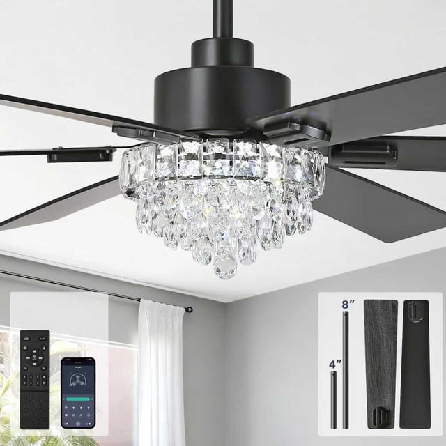 Ventilador de Techo con Lámpara y Control Remoto Fanyamei 52 Pulgadas Negro