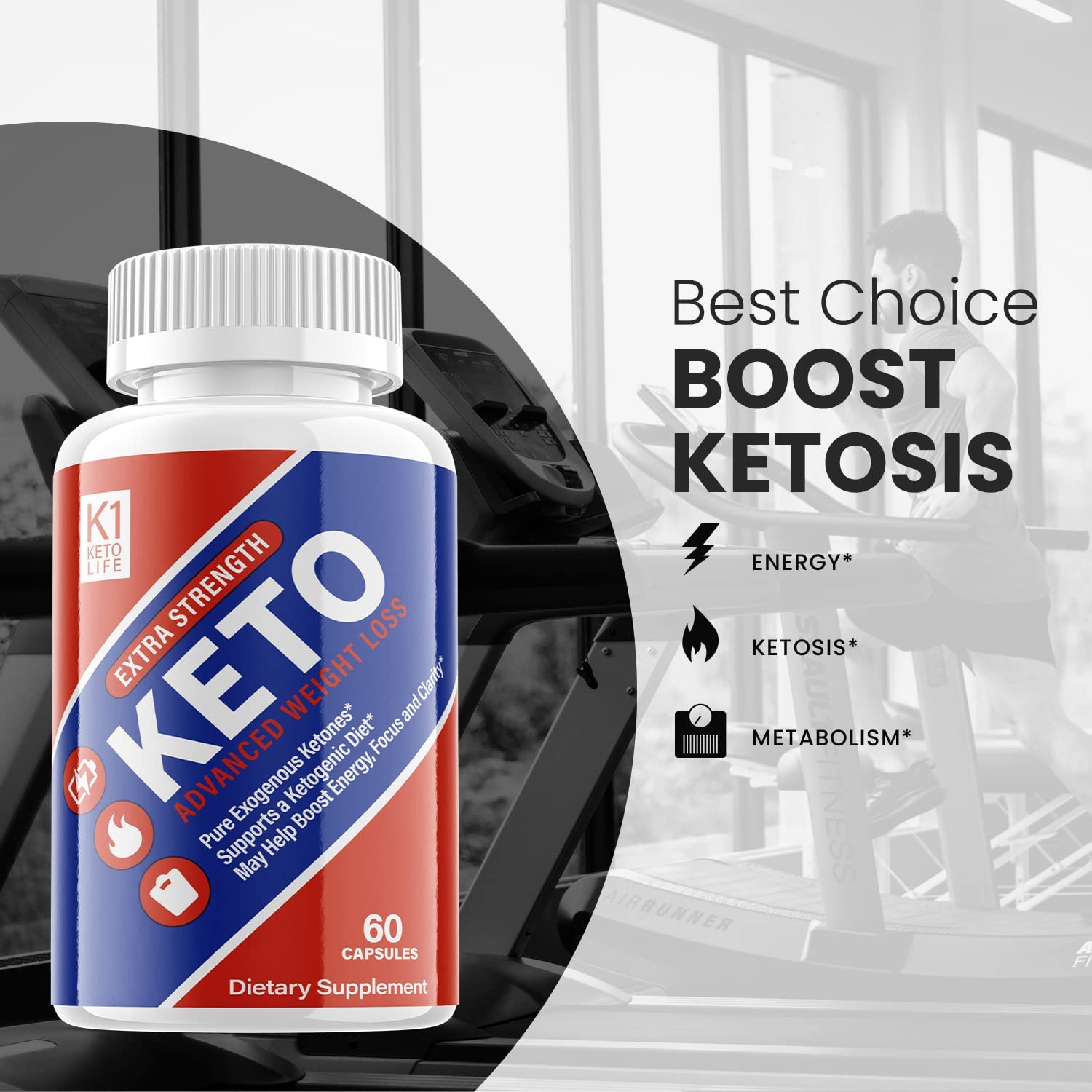 (1 Pack) K1 Keto Life - Supplement for Weight Loss - Energy \u0026 Focus ...