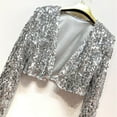 thumbnail image 6 of ZAZYULZ Women's Short Sequin Party Long Sleeve Jacket Party Blazer(Silver,A), 6 of 6