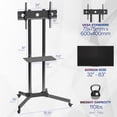 thumbnail image 5 of VIVO Mobile TV Cart for 32" to 83" LCD LED Plasma Flat Panel Stand w/Wheels, 5 of 9