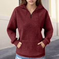 thumbnail image 5 of Bovemsi Womens Sweatshirts Women'S Autumn And Winter Solid Color Long Sleeved Lapel Half Zip Pocket Fall Fashion Outfits 2025 Clothes, 5 of 8