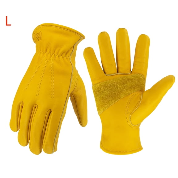GYTY 1 Pair, Leather Work Gloves For Men & Women, Gardening Gloves, Reinforced Durable Cowhide Work Gloves, Puncture & Cut Resistant