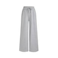 thumbnail image 3 of XFLWAM Women's Sweatpants Elastic High Waisted Drawstring Wide Leg Pants Casual Comfy Lightweight Joggers with Pockets Gray XXL, 3 of 7