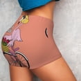 thumbnail image 4 of Rateoe Flamingo Riding a Bicycle Printed Power Workout Shorts for Women Tummy Control Squat Proof Ribbed Thick Seamless Scrunch Active Short-Medium, 4 of 8