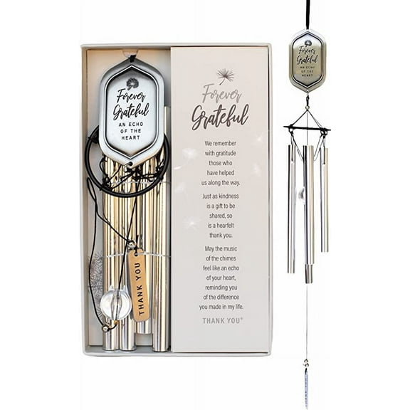 Forever Grateful Wind Chime with Engraved Thank You Message - Unique Gift of Gratitude/Appreciation Gift/ Thank You Gift for Family/Friends/Colleagues