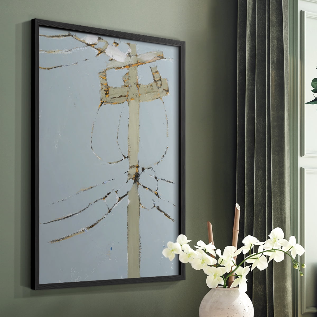 Wires V Framed Print - Solid Wood in Single Picture Frame Solid Wood 2 Framed Print