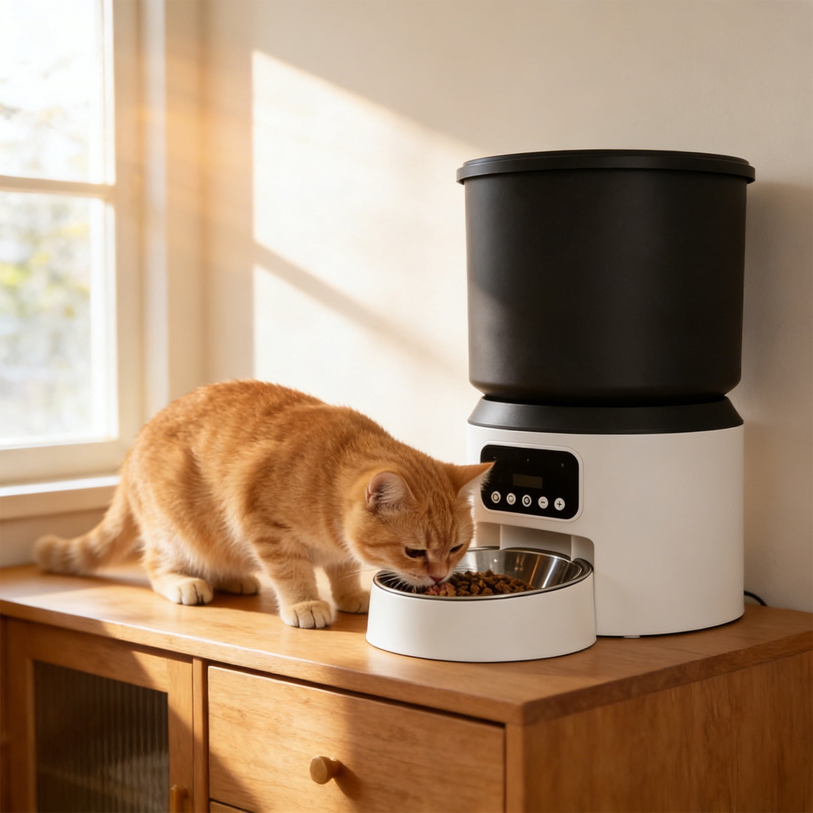 onlyliua Smart Pet Feeder For Dogs And Cats Automatic Food Dispenser With Timer Portion Control Remote App Feeding Stainless Steel Bowl 4L Capacity Programmable Dry Food Hopper Smart Feeder
