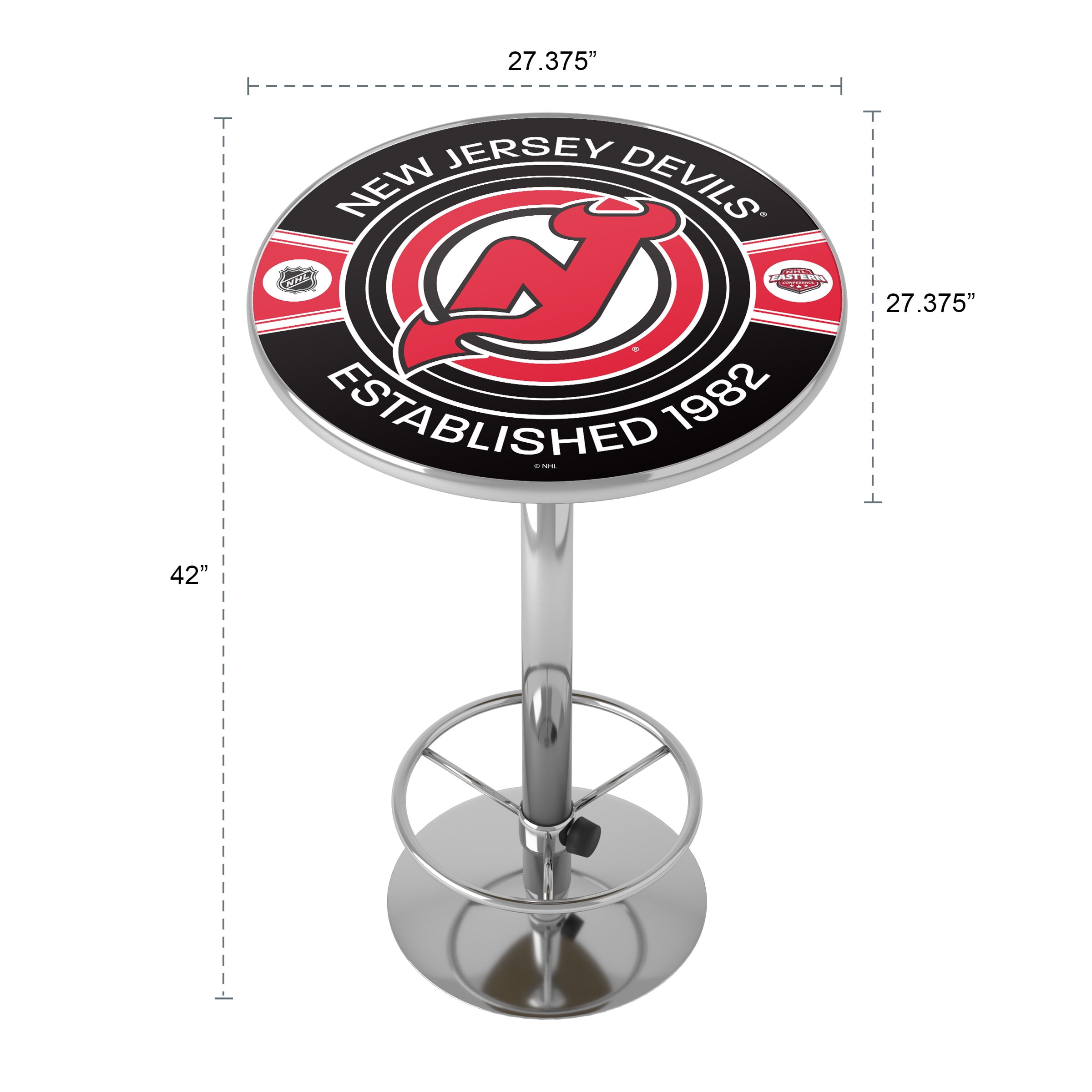 New Jersey Devils Patch Bar Table with Adjustable Footrest and Acrylic Top