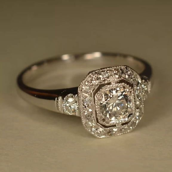 Art Deco Vintage 3.00Ct Round Cut Lab Created Diamond Engagement 925 Silver Ring