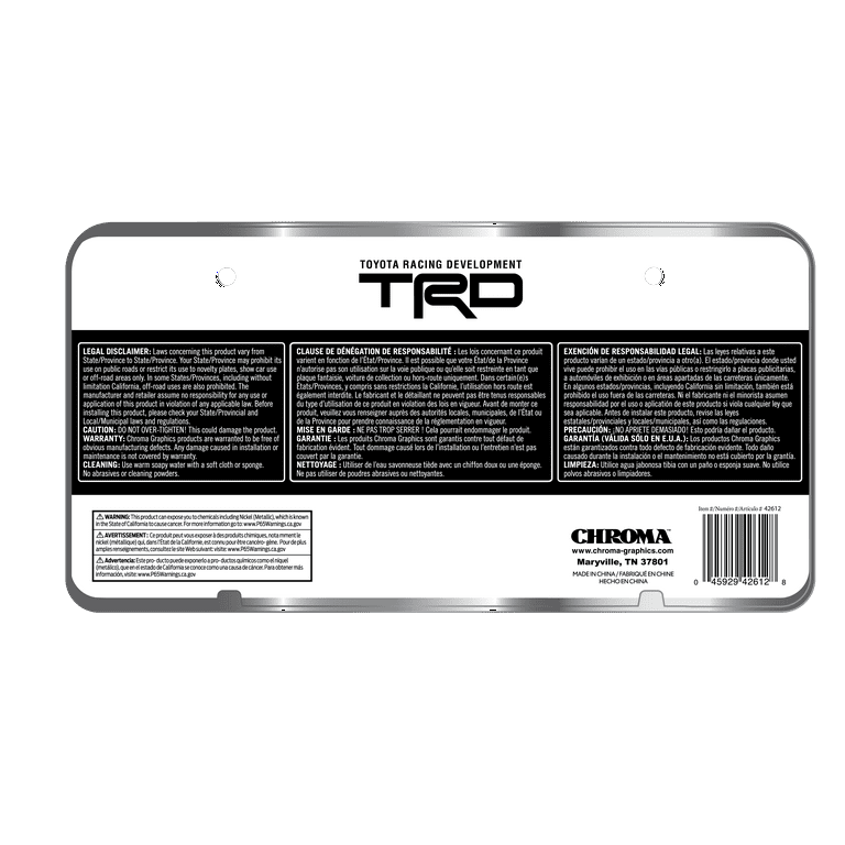 Toyota TRD Red Stripe Metal License Plate Frame - Walmart.com