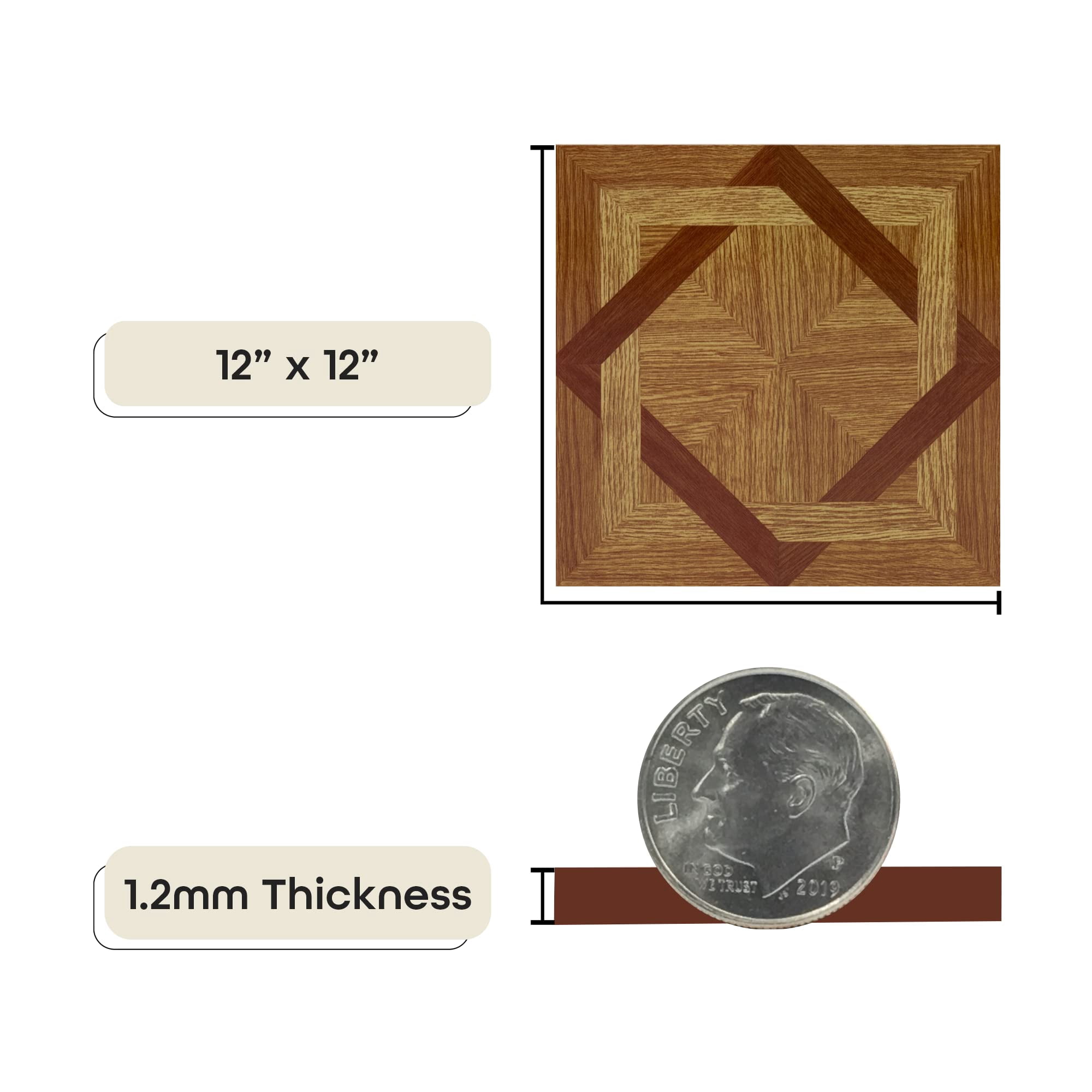 Tivoli Self Adhesive Vinyl Floor Tiles  45 - 12" X Wood Peel & Stick Diy Flooring For Kitchen Dining Room Bedrooms Basements Bathrooms By Home Decor