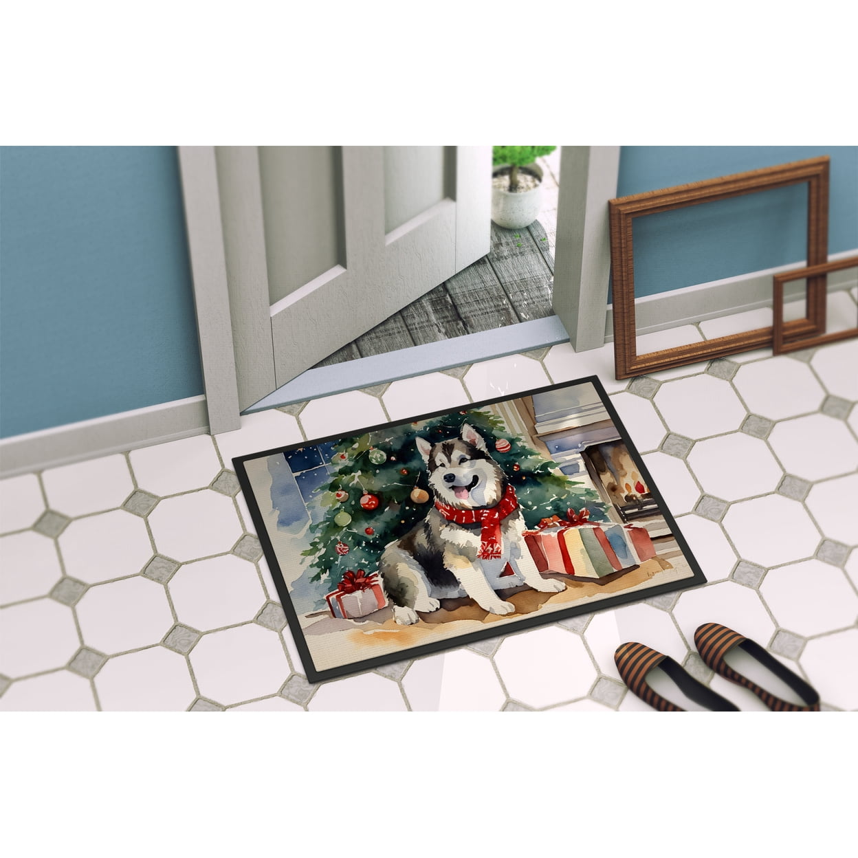 Carolines Treasures DAC2593MAT 0.15 x 18 x 27 in. Alaskan Malamute Cozy Christmas Doormat
