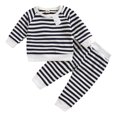 thumbnail image 3 of Quealent Toddler Baby Boy Clothes Long Sleeve Sweatshirt Pants Set Fall Winter Outfits (Black, 0-3 Months), 3 of 9
