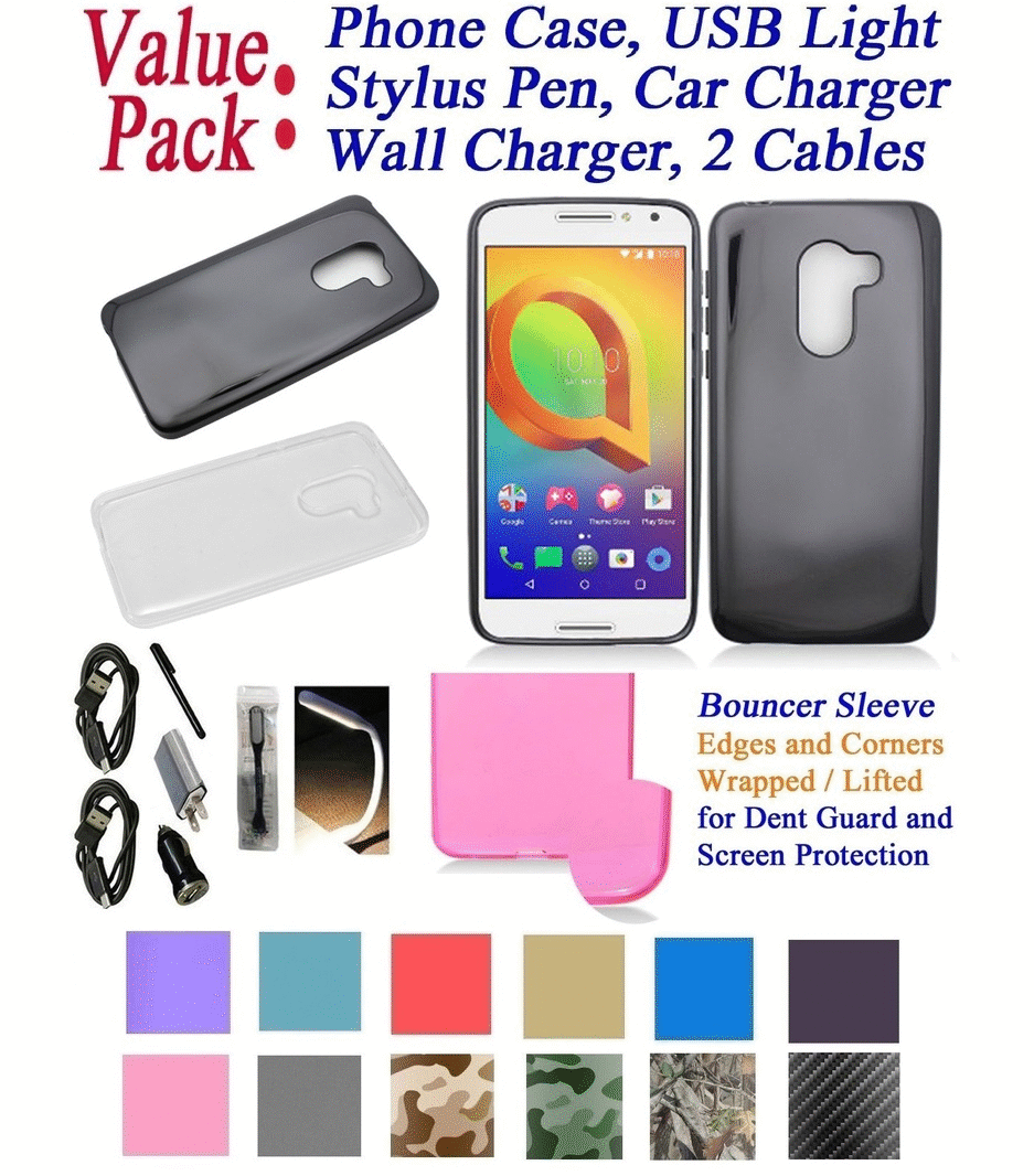 Value Pack Cables Chargers + for 5.5" Alcatel A30 + PLUS Case Phone