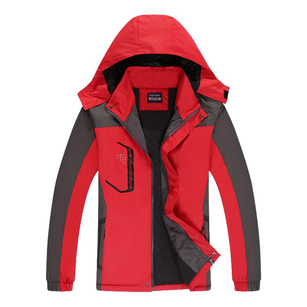 Men Ultra-Light Long Sleeve Warm Hooded Zip Thick Fleece Coat Windbreaker Rainproof Outwear Wind Jacket Outdoor Tops 