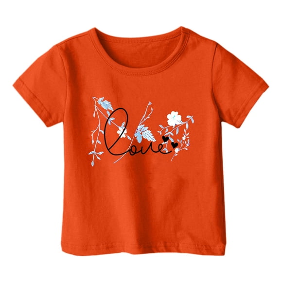 Little Girls Fashion Casual Print Crewneck Loose Short Sleeve T Shirt Top for Kids Size 6-7T