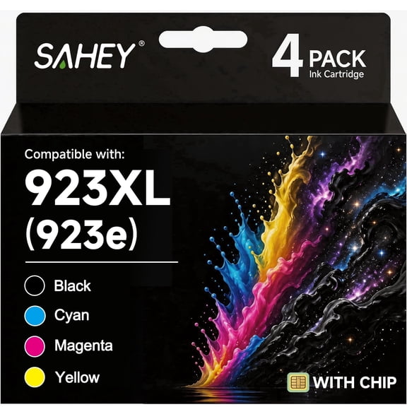 923XL 923 Ink Cartridges Compatible Replacement for HP 923 Ink Cartridge 4 Pack for OfficeJet Pro 8130 8125 8135 8138 8139 8122 Printers  (Black Cyan Yellow Magenta)