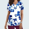 thumbnail image 1 of Jienlioq Hauts Grande Taille pour Femmes Mode Décontractée Imprimée Manches Courtes Col en V Poche Hauts de Travail Bleu Foncé m, 1 of 5