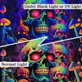 thumbnail image 4 of Skull Blacklight Tapestry, UV Reactive Trippy Skeleton Wall Tapestry for Bedroom Aesthetic, Glow in the Dark Mushroom Aesthetic Bedroom Living Room Dorm Decor, 60X40IN, 4 of 5