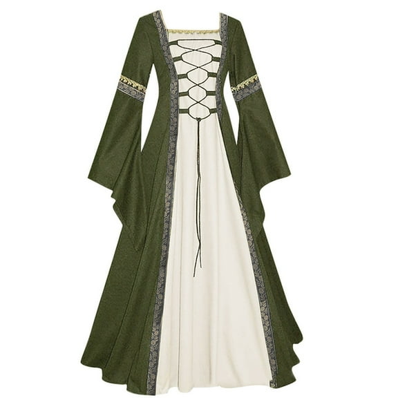 NIEWTR Women's Princess Renaissance Dress Gown Women Victorian Dress Party Retro Dress Theme Party (M,Green)