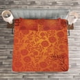 thumbnail image 4 of Ambesonne Chinese Quilted Bedspread Set 3 Pcs, Traditional Nature Art, King Size, Pale Orange Burgundy, 4 of 4