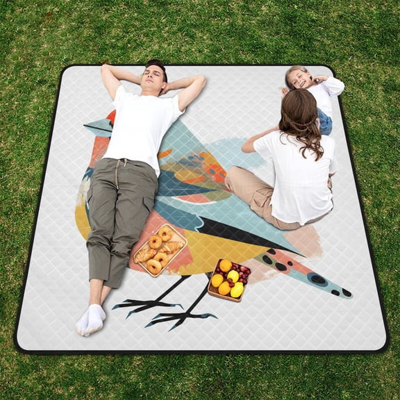 Colorful Of Birds Beach Blanket Outdoor Picnic Blanket 78"x 78" Waterproof Foldable for Beach Camping Travel Hiking Grass Lawn Park