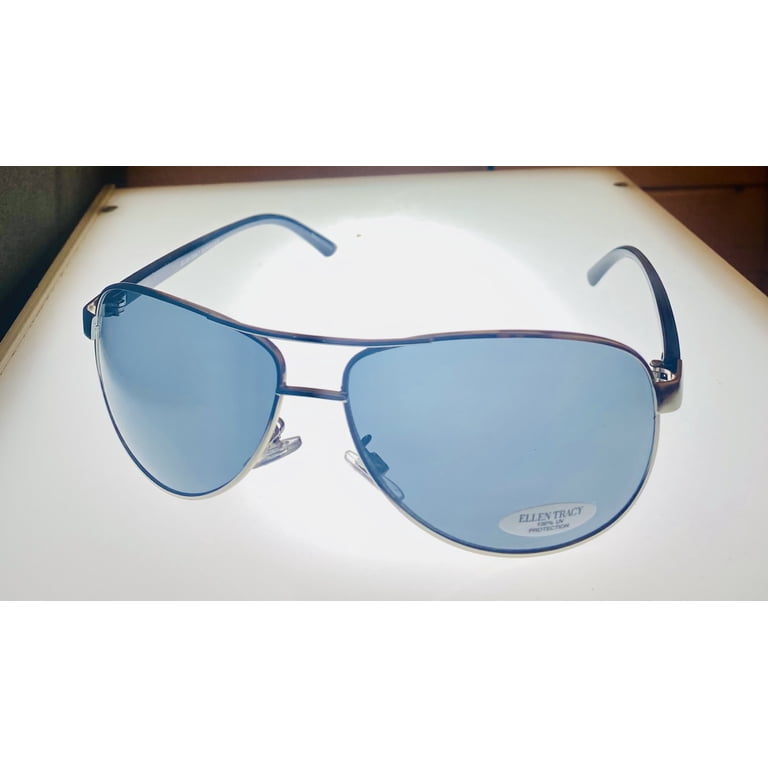 Ellen Tracy Womens Silver Metal Aviator Sunglass, Smoke Lens  display picture 3