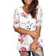 thumbnail image 4 of Moda femenina cuello en V impresión digital encaje hueco manga corta top MABOTO Blanco L, 4 of 4