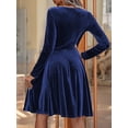 thumbnail image 6 of Women'S Velvet Dress Long Sleeve Cocktail Dresses Flare Swing Mini Prom Dress for Wedding Guest Dark Blue XL, 6 of 7